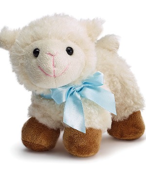 Baby Lamb with Blue Bow Plays Twinkle Little Star  Baby Keepsake