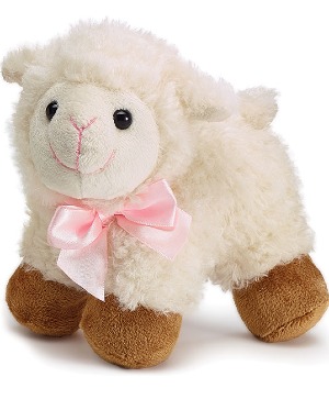 Baby Lamb with Pink Bow plays Twinkle Little Star Baby Keepsake