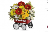 Baby wagon boy Wagon filled with fresh flowers