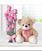 Pink Roses teddy combo 