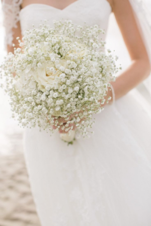 JOCELYN'S BABY'S BREATH AND 6 WHITE ROSES 