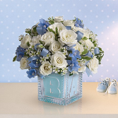 Baby's First Block - Blue All-Around floral arrangement