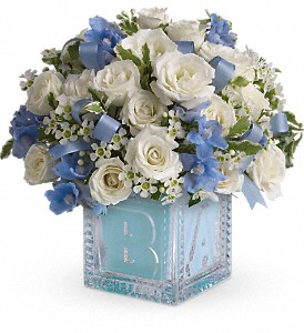 BABY'S FIRST BLOCK BY TELEFLORA Vase Arrangmen - Pink Flowers in Port Moody, BC | MAPLE FLORIST BABY'S FIRST BLOCK BY TELEFLORA Vase Arrangmen - Pink Flowers in Port Moody, BC | MAPLE FLORIST