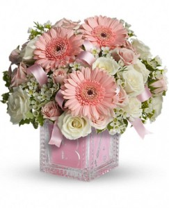 Baby's First Block Flower Arrangement in Burbank, CA | MY BELLA FLOWER Baby's First Block Flower Arrangement in Burbank, CA | MY BELLA FLOWER
