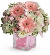 Baby's First Block - Pink T37-2 fresh keepsake arrangement