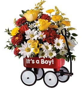 Baby's First Wagon - Boy New Baby Flowers