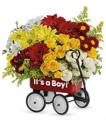 BABYS WOW WAGON BOY  FLOWER ARRANGEMENT in Hampstead, NC | Surf City Florist