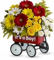  Baby Boy's Wow Wagon Flower With Gift  Arrangement
