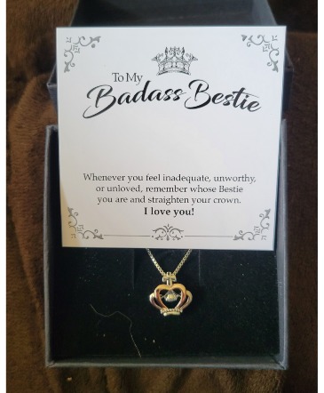 Badass Bestie 17" Necklace and Pendant Add-on at Checkout in Longview, WA | Banda's Bouquets