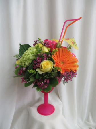 Bahama Mama Fresh Mixed Flowers in a Margarita Glass