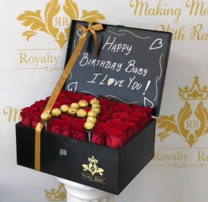 Baul of Roses with Letter Inintial Ferrero Baul Box of Roses