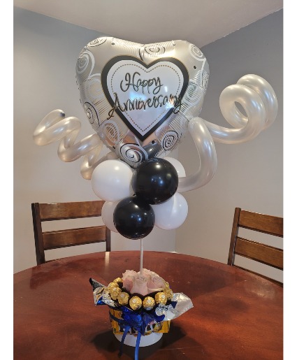 Balloon Flowers & Chocolate Arrangement 