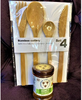 Bamboo Cutlery & Honey SET  Gift