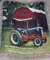 Barn & Tractor Throw Afghan Blanket