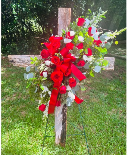 Barn Wood Cross With Roses 
