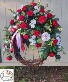 Basball Theme Grapevine Wreath with red and white silk roses and glads