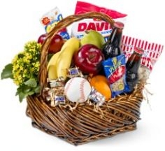 Baseball Lovers Gift Basket With Fruit Gourmet Gift Basket 