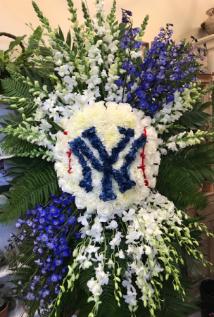 Baseball Custom Funeral Work -Standing Spray in Northport, NY | Hengstenberg's Florist