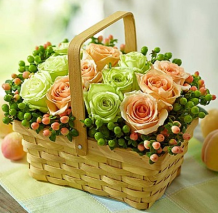 Basket Full of Roses Arrangement