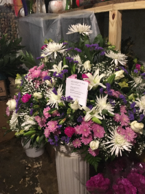 basket lilys roses mix flowers  funeral basket