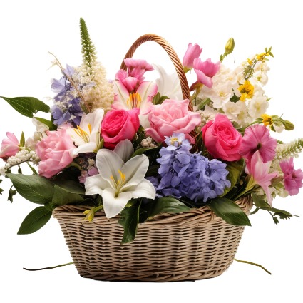 Basket of Blooms Basket Arrangement