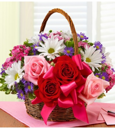 Basket of Love with Roses '19 Arrangement