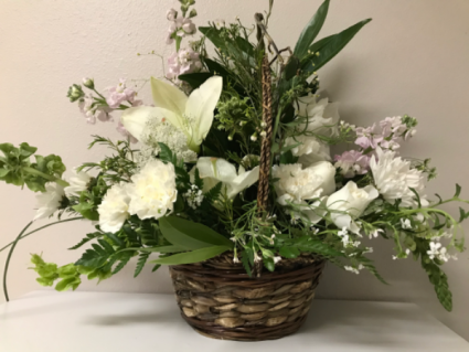 Basket of Multi White Flowers Easter