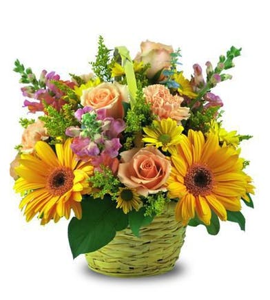 Sherbet Season Basket Arrangement