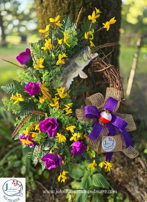 Bass Theme out of silk on grapevine wreath 