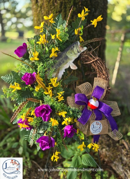 Bass Theme out of silk on grapevine wreath
