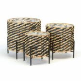 BBB Set of striped baskets with stands