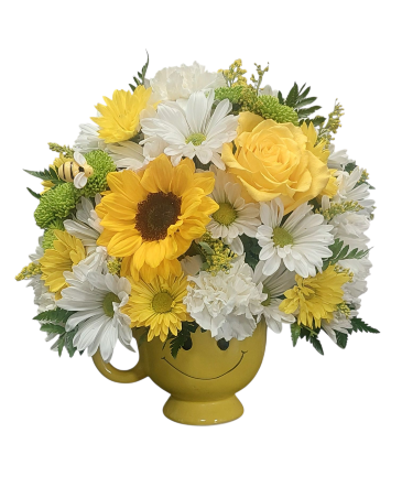 Be Happy Mug Arrangement in Sun City Center, FL | SUN CITY CENTER FLOWERS AND GIFTS