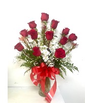Be my Love bouquet w/1Doz plus white stocks Anniversary, Valentine ,Birthday 