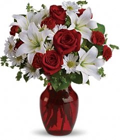 be my love bouquet  with red roses lilies with  red roses red min elegance