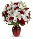With Love Vased Arrangement of Roses, Lilies and Daisies