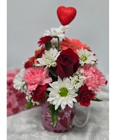 Be My Valentine Cup Flower Arrangement 