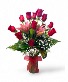 Just Perfect   Vase Arrangement One Dozen Long Stem  Roses & Lilies
