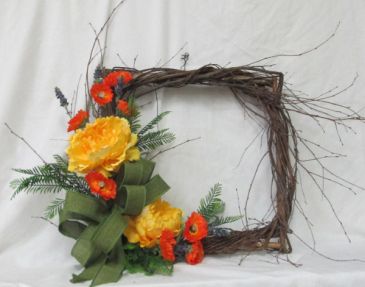 Be Square Wreath - Silk Arrangement Permanent Arrangement by Inspirations Floral Studio