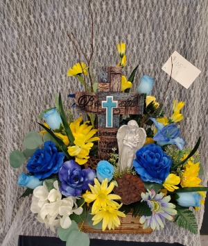 Be Still Cross w/ Angel in Silk Arrangement 
