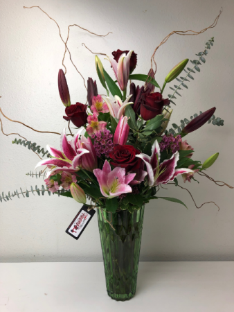 Be Still My Heart Red Roses and Stargazer Lilies