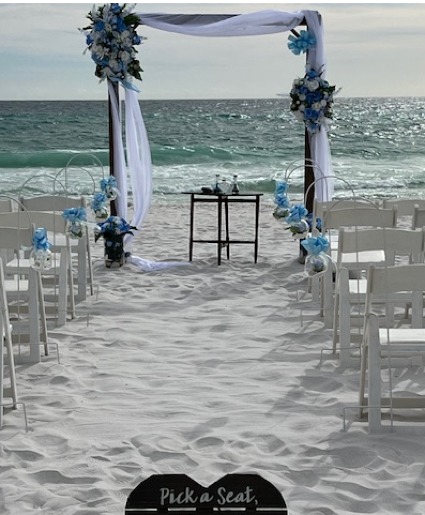 Beach Arbor with 40 chairs and aisle decorations Wedding