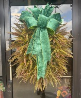 BEAD GRASS OVAL GRAPEVINE WREATH WITH PREMIUM BOW SILK WREATH WITH BOW
