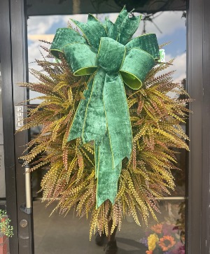 BEAD GRASS OVAL GRAPEVINE WREATH WITH PREMIUM BOW SILK WREATH WITH BOW 