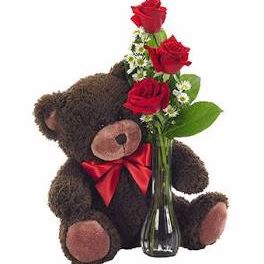 Teddy & Roses ,Mylar, small chocolate in bag 