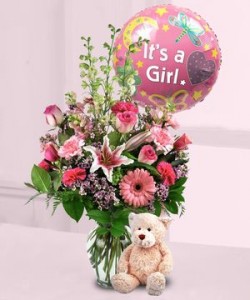 Bear, Balloon & Blooms Mixed Flowers