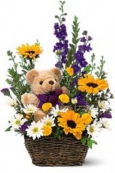 Bear & Basket Bouquet Flower arrangement