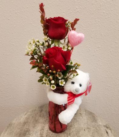 Bear Hug! Roses Vase Arrangement