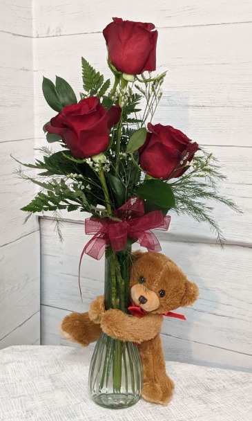 Bear Hug Bouquet Valentines Day Special in Lewiston, ME | BLAIS FLOWERS & GARDEN CENTER