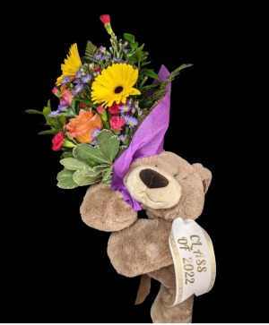 Bear Hug Bouquet Wrapped Flowers