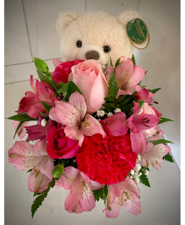 Bear Hug Cup Arrangement in Danville, KY | Lavender Blooms Florist & Gifts